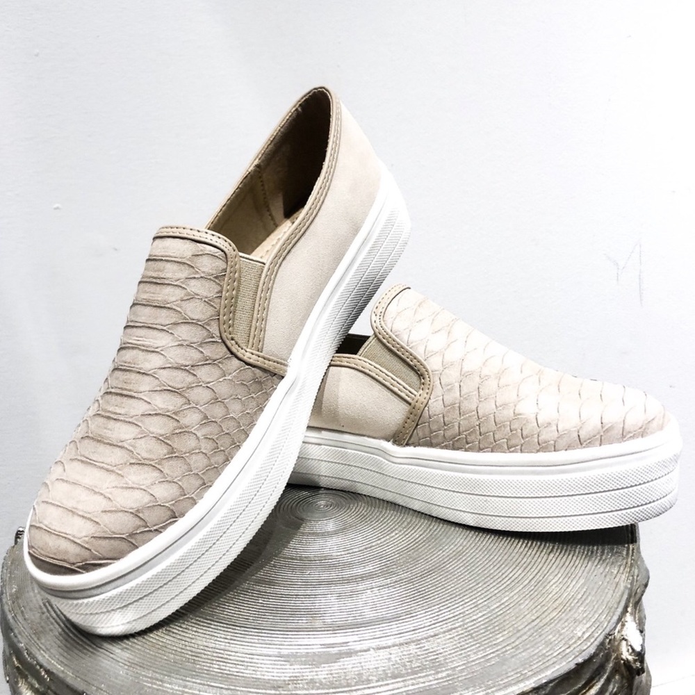 TAUPE | Snakeskin Flatform Slip On Sneakers - Picture 8 of 8